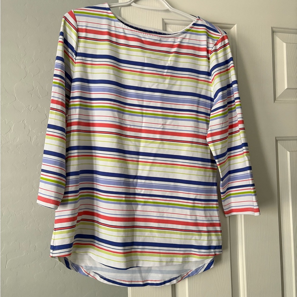 Tommy Bahama Red and Blue 3/4 Sleeve Blouse